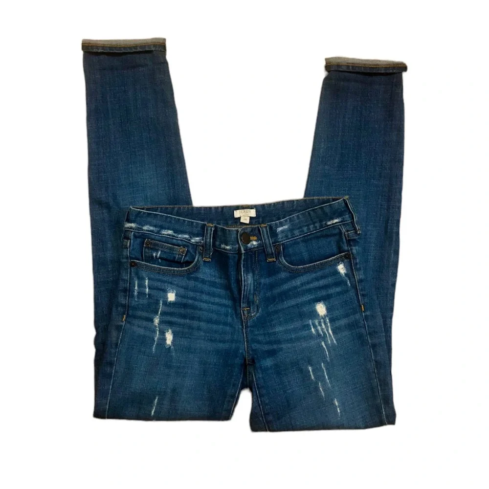 J. Crew Stretch Distressed Skinny Jeans, 24 - Picture 3 of 7